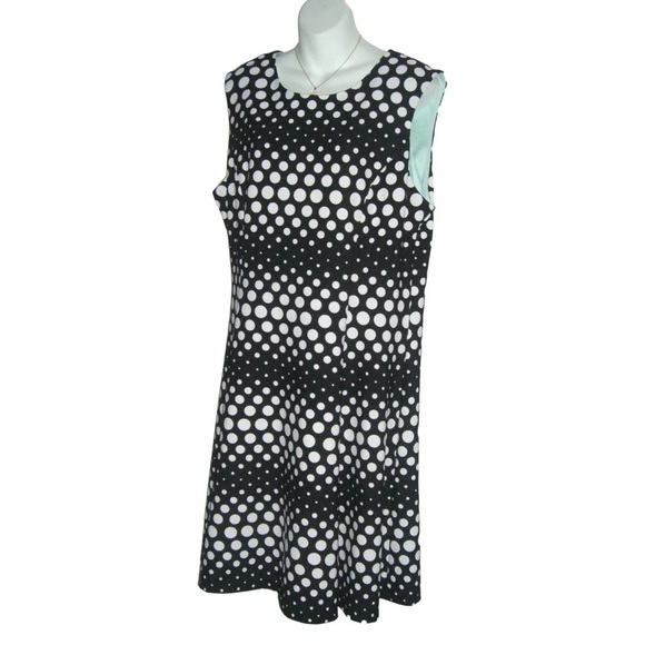 Sandra Darren Dress Black White Polka Dot Plus Size Party Cocktail LBD Sz 16 - Picture 3 of 13